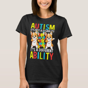 Autism Its A Different Ability Dabbing Corgi Dog T-Shirt