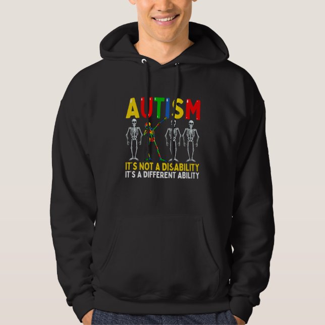 Autism It's A Different Ability Dabbing Skeleton Hoodie (Front)