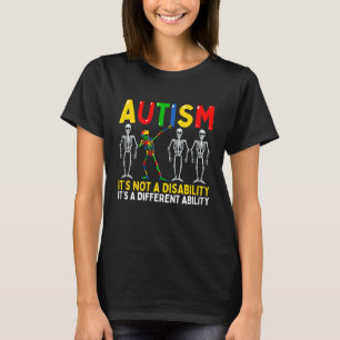 Autism It's A Different Ability Dabbing Skeleton T-Shirt