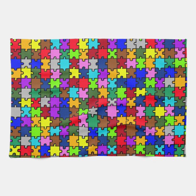 Autism jigsaw kitchen towel (Horizontal)