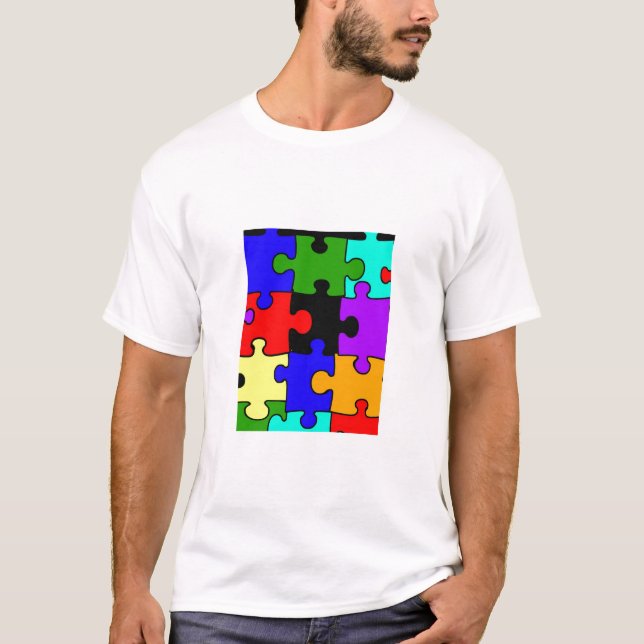 autism jigsaw puzzle piece adult t-shirt (Front)