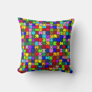 Autism jigsaw throw pillow