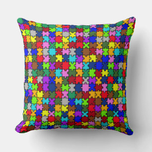 Autism jigsaw throw pillow