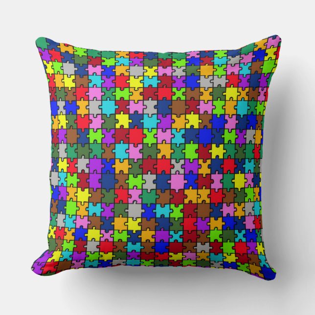 Autism jigsaw throw pillow (Front)
