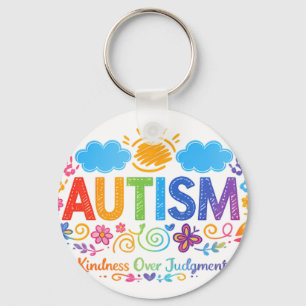 Autism Kindness Love Rainbow Handprints Sun Cloud Keychain