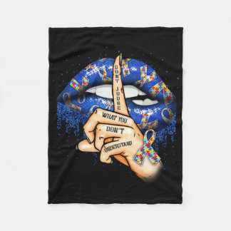 Autism Lips Autism Mom  Fleece Blanket