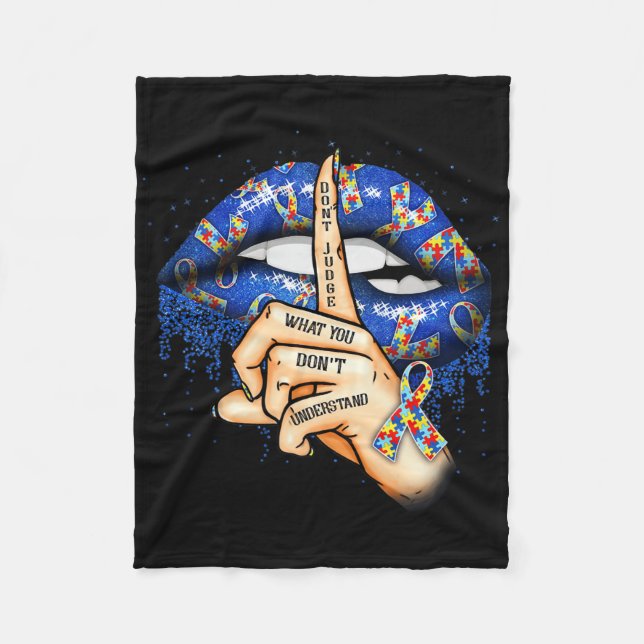 Autism Lips Autism Mom  Fleece Blanket (Front)