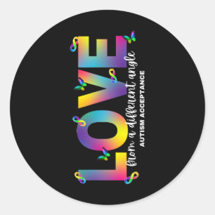 Autism Love From A Different Angle Acceptance Rain Classic Round Sticker