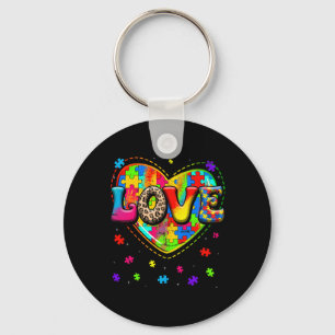 Autism Love Heart Autism Awareness Month For Men W Keychain