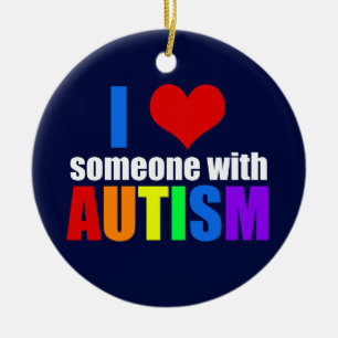 Autism Love Rainbow Family Support Colorful Cute Ceramic Ornament