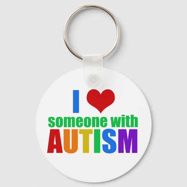 Autism Love Rainbow Family Support Colorful Cute Keychain (Front)