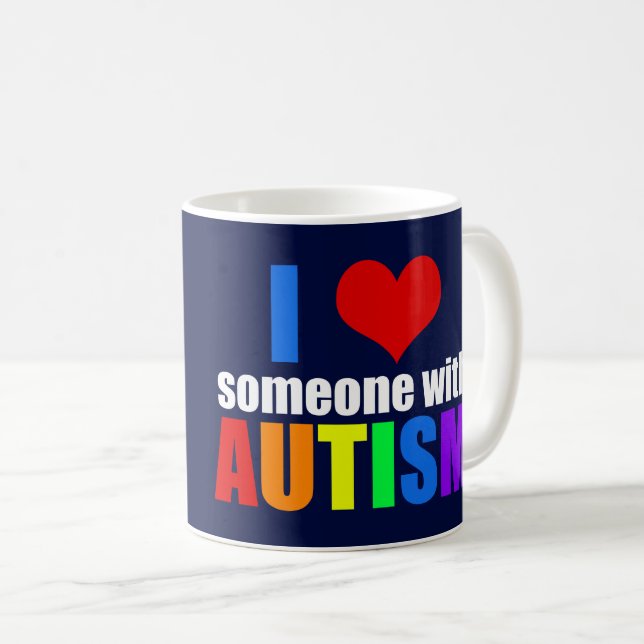 Autism Love Rainbow Family Support Colourful Cute Coffee Mug (Front Right)