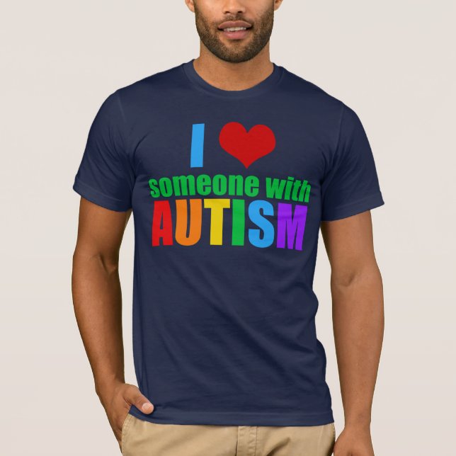 Autism Love Rainbow Family Support Colourful Cute T-Shirt (Front)
