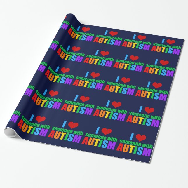 Autism Love Rainbow Family Support Colourful Cute Wrapping Paper (Unrolled)
