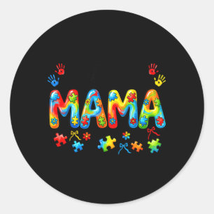Autism Mama Autism Mom Autism Awareness Support Classic Round Sticker