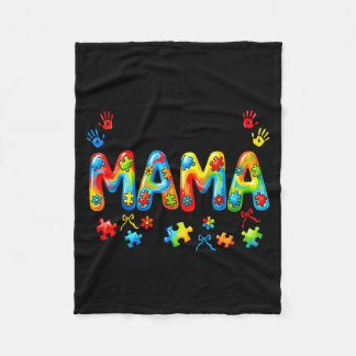 Autism Mama Autism Mom Autism Awareness Support Fleece Blanket