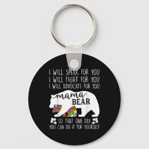 Autism Mama Bear I Will Speak Fight Advocate For Y Keychain