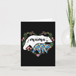 Autism Mama Bear Mom Love Support Child Autism Awa Card