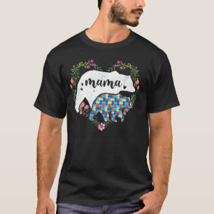 Autism Mama Bear Mom Love Support Child Autism Awa T-Shirt