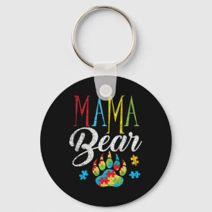 Autism Mama Bear Puzzle Piece Child Grunge Autisti Keychain
