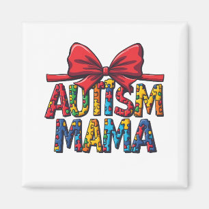 Autism Mama Bow Coquette Mom Autism Awareness  Magnet