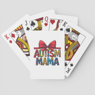 Autism Mama Bow Coquette Mom Autism Awareness  Playing Cards