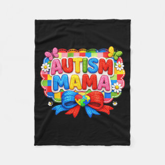 Autism Mama Colourful Puzzle Heart Awareness Fleece Blanket