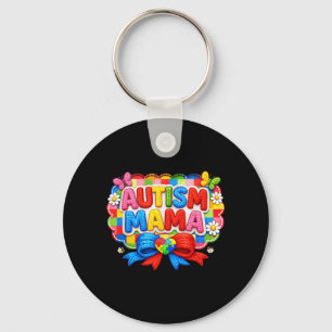 Autism Mama Colourful Puzzle Heart Awareness Keychain