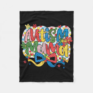 Autism Mama Mom Coquette Bow Autism Awareness Auti Fleece Blanket