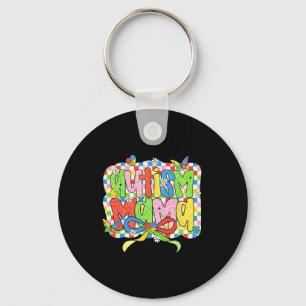 Autism Mama Mom Coquette Bow Autism Awareness Auti Keychain