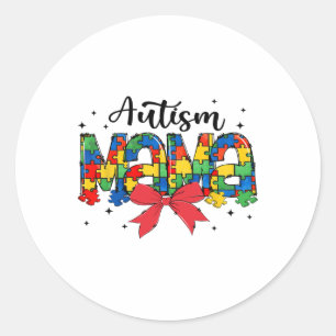 Autism Mama - Puzzle Piece Mom Support Classic Round Sticker