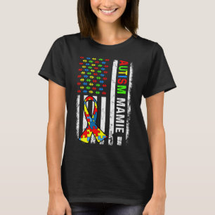 Autism Mamie American Flag Autism Awareness Family T-Shirt