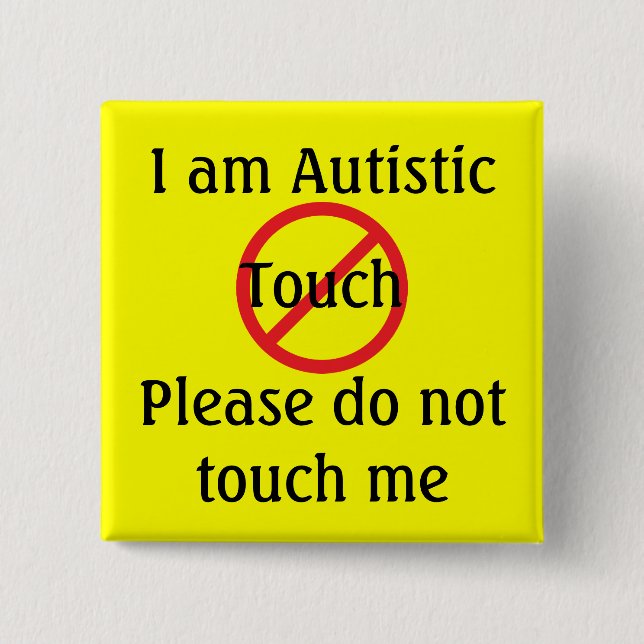Autism Med Alert No Touch 2 Inch Square Button (Front)