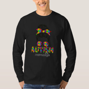 Autism Mema Messy Bun Puzzle Sunglasses Bandana Mo T-Shirt