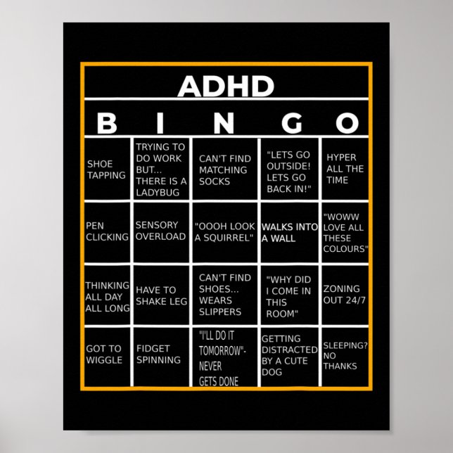Autism Mental Health Awareness Day Adhd Bingo Fun  Poster (Front)