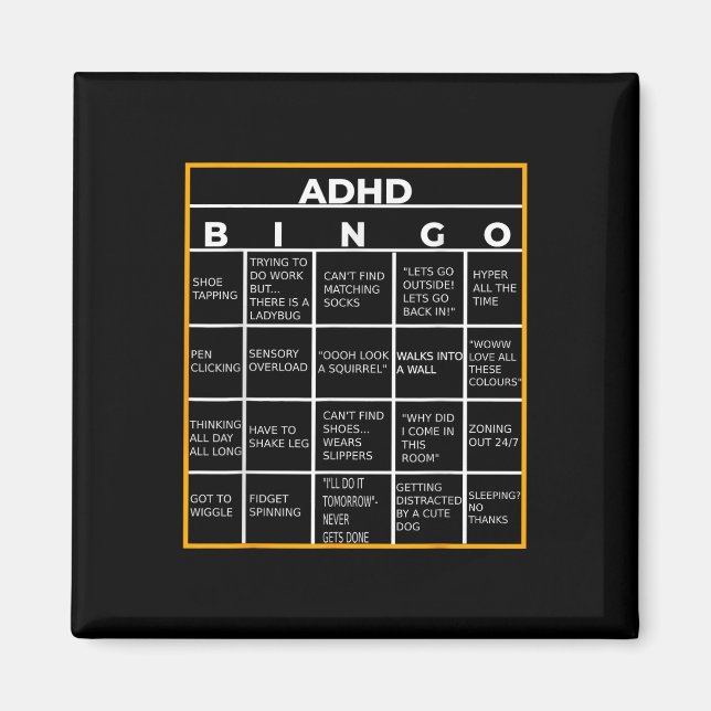 Autism Mental Health Awareness Day Adhd Bingo Funn Magnet (Front)