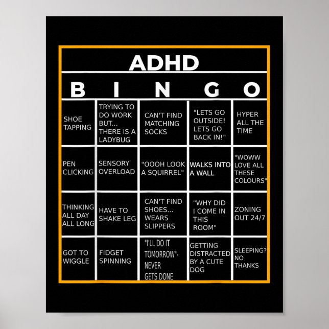 Autism Mental Health Awareness Day Adhd Bingo Funn Poster (Front)