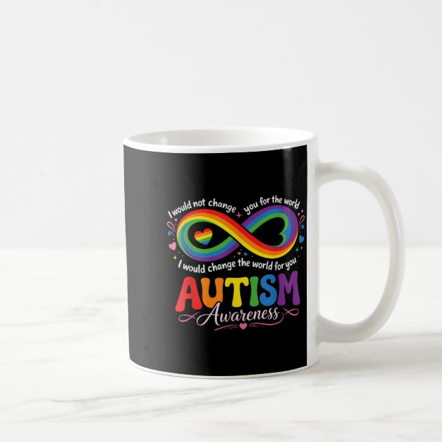 Autism Mom Awareness Rainbow Infinity Coffee Mug (Right)