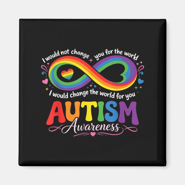 Autism Mom Awareness Rainbow Infinity Magnet (Front)