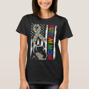 Autism Mom Bear USA Flag Family Matching Autism Aw T-Shirt