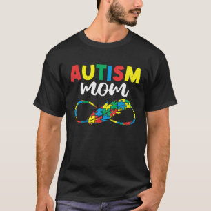 Autism Mom Colourful Feather Infinity Symbol Aware T-Shirt