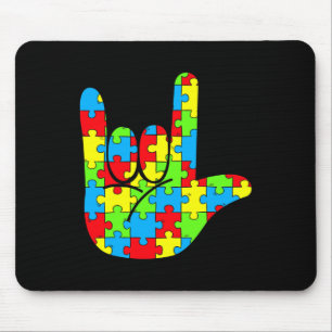 Autism Mom Dad Asl Love Sign Language Autism Aware Mouse Pad