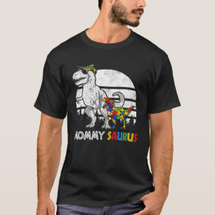 Autism Mom Dinosaur Puzzle Mommysaurus Autism Awar T-Shirt