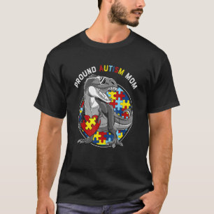 Autism Mom Dinosaur Puzzle Piece Autism Awareness T-Shirt