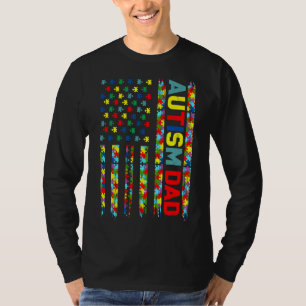 Autism Mom Distressed American Flag Autism Awarene T-Shirt