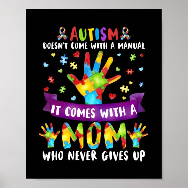 Autism Mom Doesn't Come With A Manual Women Autism Poster (Front)