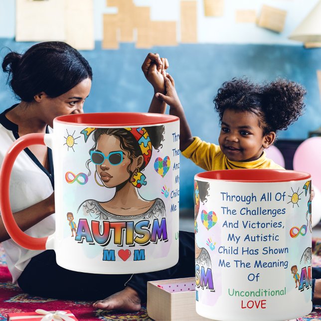 Autism Mom" Empowerment Customizable Mug ( Celebrating Every Victory" Embrace the power of love and advocacy with our "Autism Mom" mug)