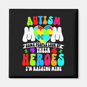 Autism Mom Groovy Heart Puzzle Autism Awareness He Magnet