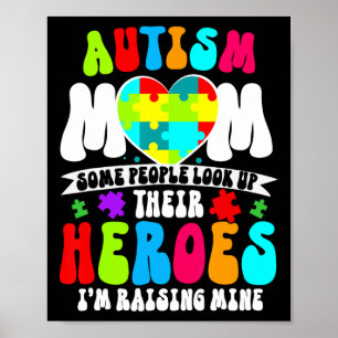 Autism Mom Groovy Heart Puzzle Autism Awareness He Poster