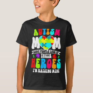 Autism Mom Groovy Heart Puzzle Autism Awareness He T-Shirt